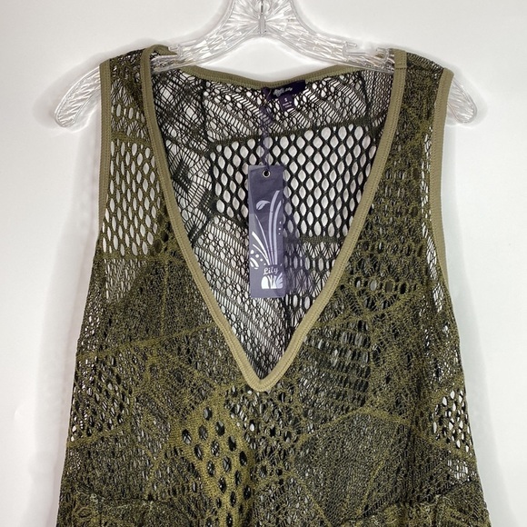 Lilly By Firmiana Green Boho Crochet Vneck Sleeveless Top Small NWT - Picture 2 of 11